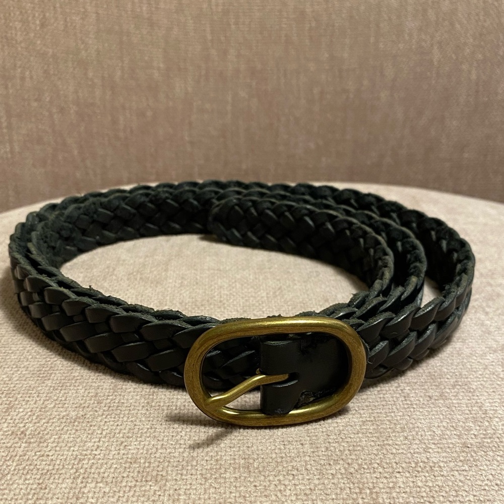 Leather braided belt